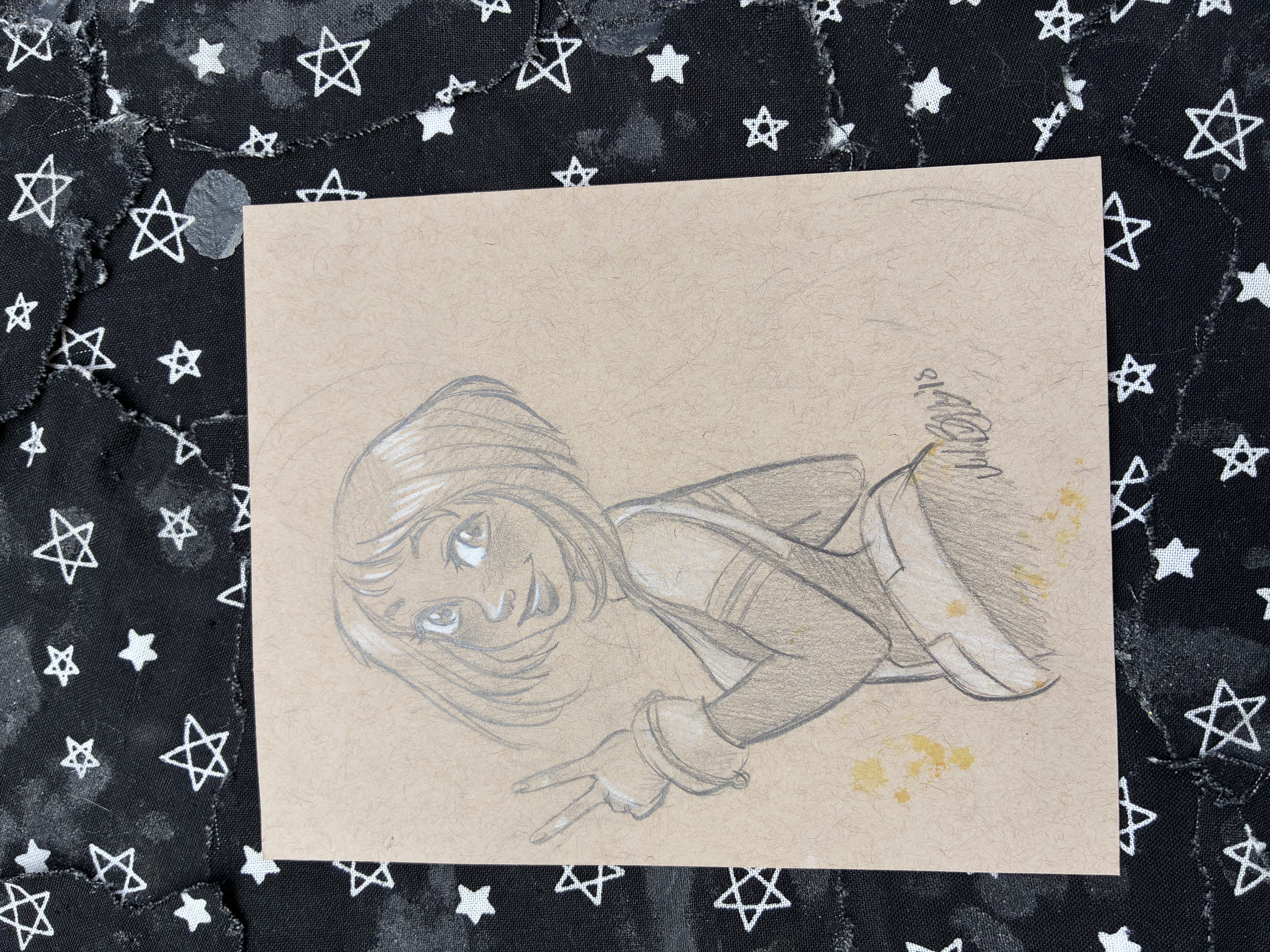 Drawing of My hero academia Ochaco doing a peace sign with a smile.